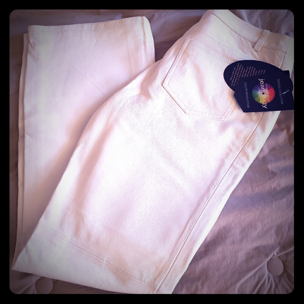 Leather Jeans White